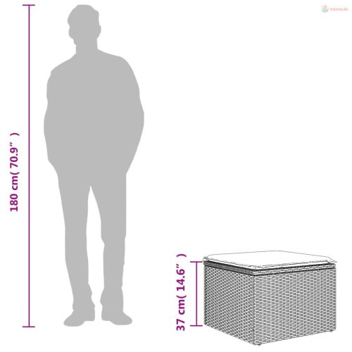 Barna polyrattan kerti szék párnával 55 x 55 x 37 cm