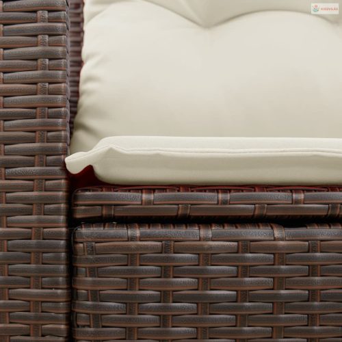 2 személyes barna polyrattan kerti kanapé párnával