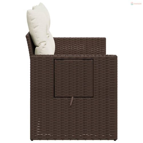 2 személyes barna polyrattan kerti kanapé párnával