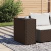 Barna polyrattan kerti kisasztal üveg lappal 58 x 27,5 x 55 cm