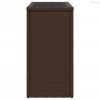 Barna polyrattan kerti kisasztal üveg lappal 58 x 27,5 x 55 cm
