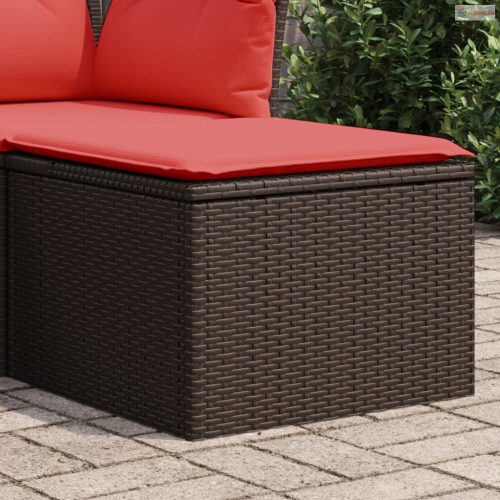 Barna polyrattan kerti ülőke párnával 55 x 55 x 37 cm