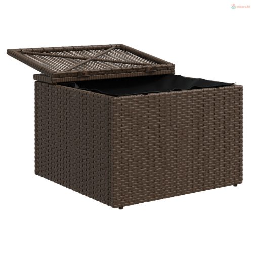 Barna polyrattan kerti ülőke párnával 55 x 55 x 37 cm