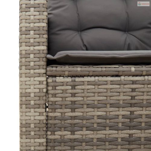 3 részes szürke polyrattan és akácfa bisztrószett párnákkal