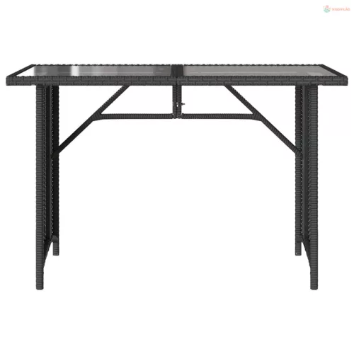 2 részes fekete polyrattan kerti étkezőgarnitúra párnával