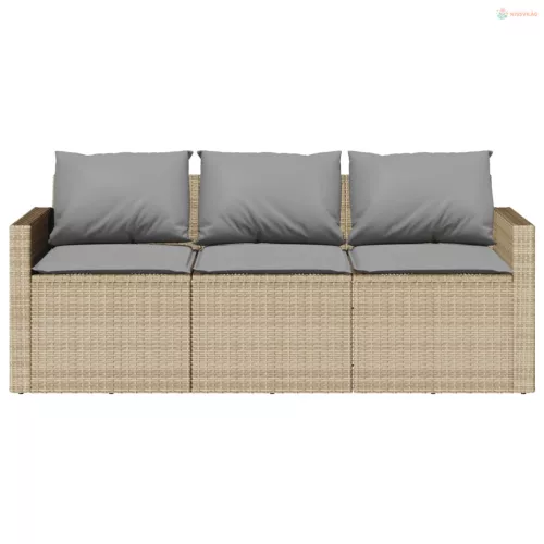 2 részes bézs polyrattan kerti étkezőgarnitúra párnákkal