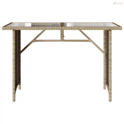 2 részes bézs polyrattan kerti étkezőgarnitúra párnákkal