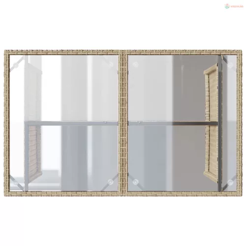 2 részes bézs polyrattan kerti étkezőgarnitúra párnákkal