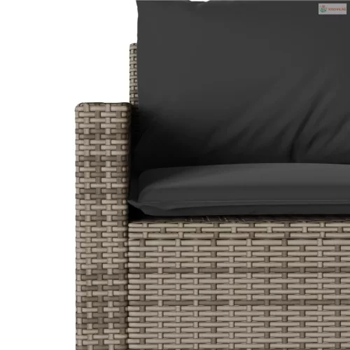 2 részes szürke polyrattan kerti étkezőgarnitúra párnákkal