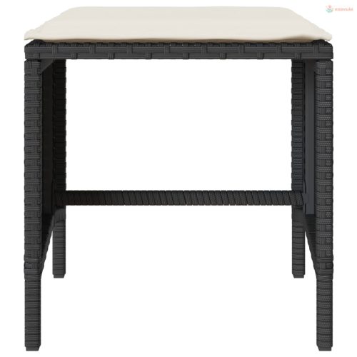 4 részes fekete polyrattan kerti ülőgarnitúra párnákkal