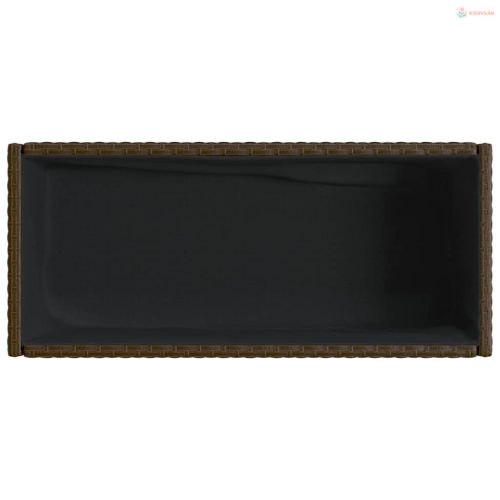 Barna polyrattan kerti ültetőláda polccal