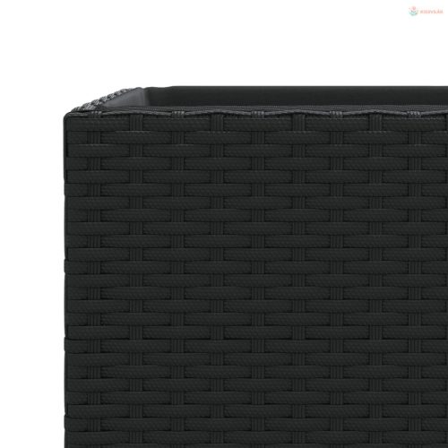 3 db fekete polyrattan kerti ültetőláda