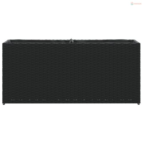Fekete polyrattan kerti ültetőláda 2 cseréppel 90x20x40 cm