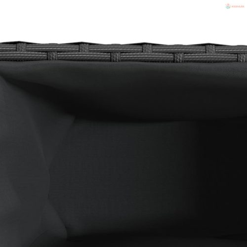 Fekete polyrattan kerti ültetőláda 2 cseréppel 90x20x40 cm