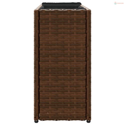 Barna polyrattan kerti ültetőláda 2 cseréppel 90x20x40 cm