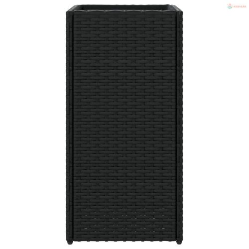 Fekete polyrattan kerti ültetőláda 30x30x60 cm