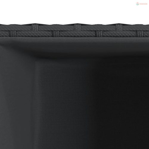 Fekete polyrattan kerti ültetőláda 30x30x60 cm