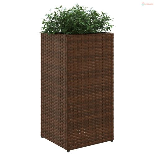 Barna polyrattan kerti ültetőláda 30x30x60 cm