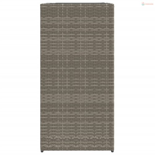 Szürke polyrattan kerti ültetőláda 40x40x80 cm