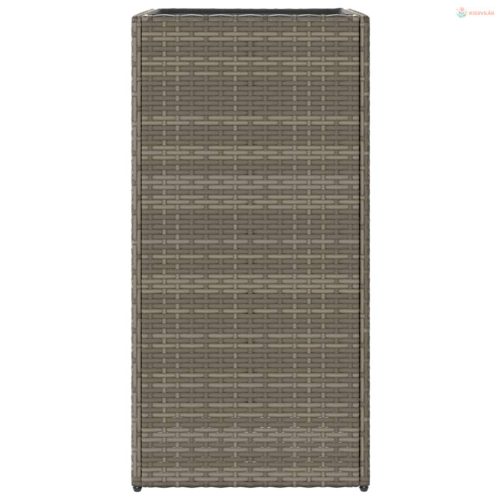 Szürke polyrattan kerti ültetőláda 40x40x80 cm