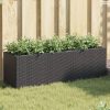 Fekete polyrattan kerti ültetőláda 3 cseréppel 105x30x32 cm