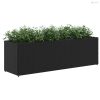 Fekete polyrattan kerti ültetőláda 3 cseréppel 105x30x32 cm