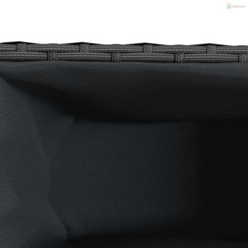 Fekete polyrattan kerti ültetőláda 3 cseréppel 105x30x32 cm