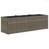 Szürke polyrattan kerti ültetőláda 3 cseréppel 105x30x32 cm
