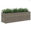 Szürke polyrattan kerti ültetőláda 3 cseréppel 105x30x32 cm