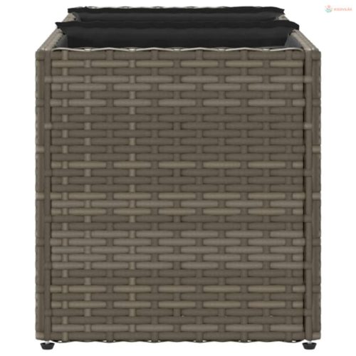 Szürke polyrattan kerti ültetőláda 3 cseréppel 105x30x32 cm