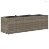 Szürke polyrattan kerti ültetőláda 3 cseréppel 105x30x32 cm