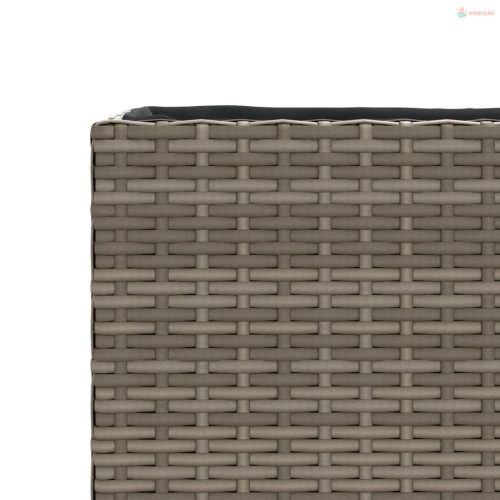 Szürke polyrattan kerti ültetőláda 3 cseréppel 105x30x32 cm