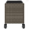 Szürke polyrattan növénytartó kerékkel/3 cseréppel 107x32x38 cm