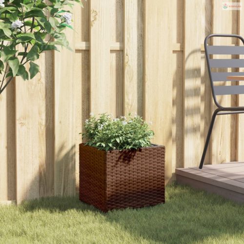 Barna polyrattan kerti ültetőláda 36x30x32 cm