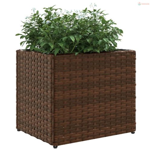 Barna polyrattan kerti ültetőláda 36x30x32 cm