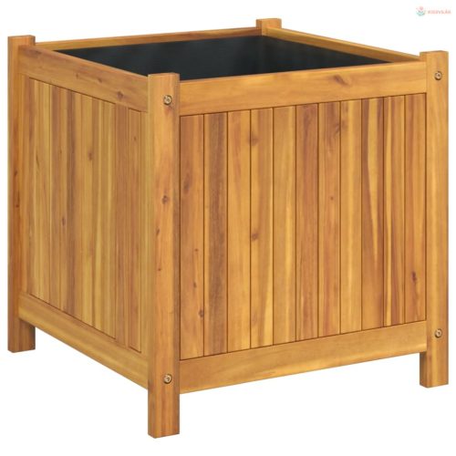 Tömör akácfa kerti virágtartó béléssel 50 x 50 x 50 cm