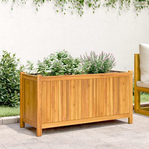 Tömör akácfa kerti virágtartó béléssel 99,5x38x50 cm