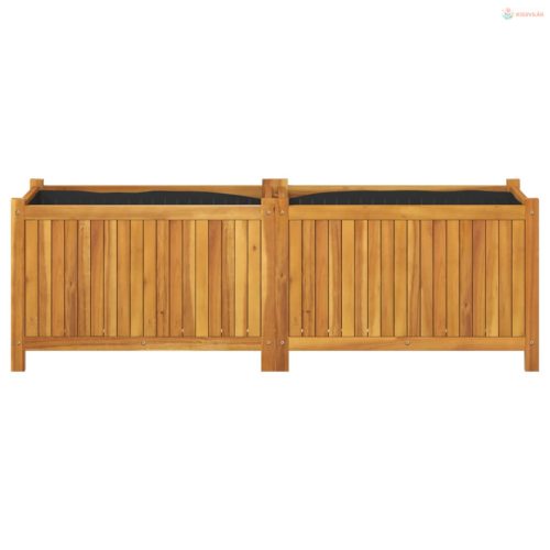 Tömör akácfa kerti virágtartó béléssel 153x38,5x50 cm