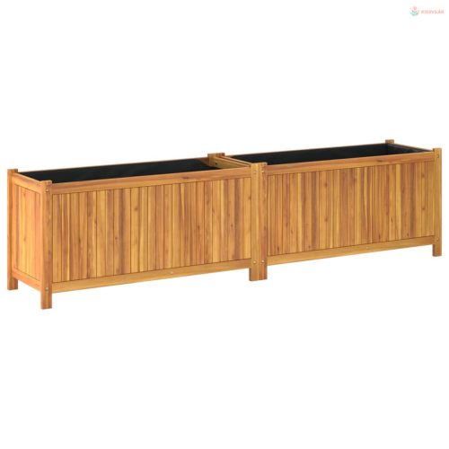 Tömör akácfa kerti virágtartó béléssel 199x38,5x50 cm