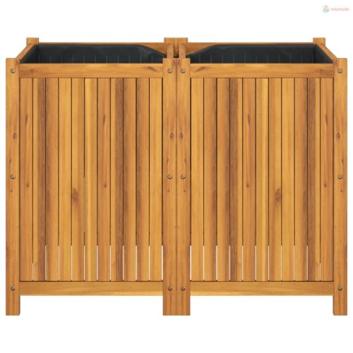 Tömör akácfa kerti virágtartó béléssel 100 x 50 x 75 cm