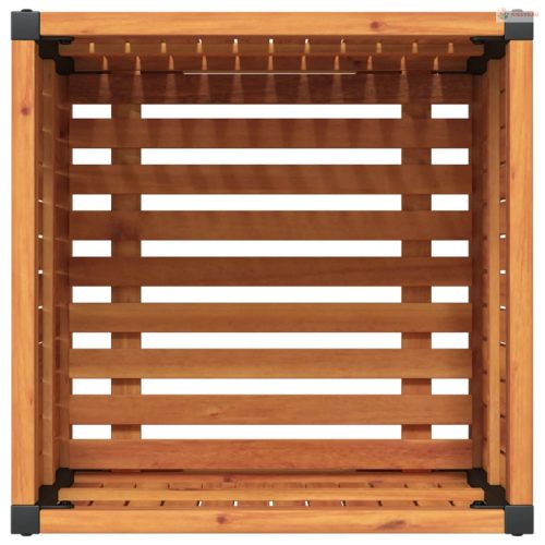 Tömör akácfa és acél kerti virágtartó 45 x 45 x 44 cm