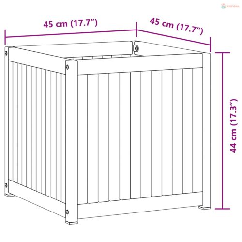 Tömör akácfa és acél kerti virágtartó 45 x 45 x 44 cm