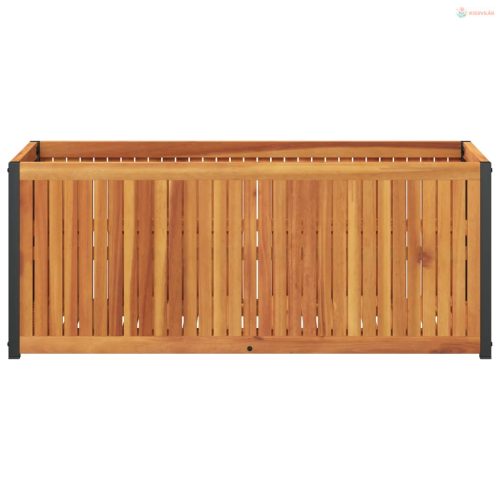 Tömör akácfa és acél kerti virágtartó 110 x 45 x 44 cm