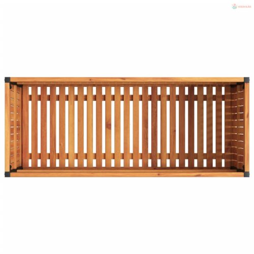 Tömör akácfa és acél kerti virágtartó 110 x 45 x 44 cm