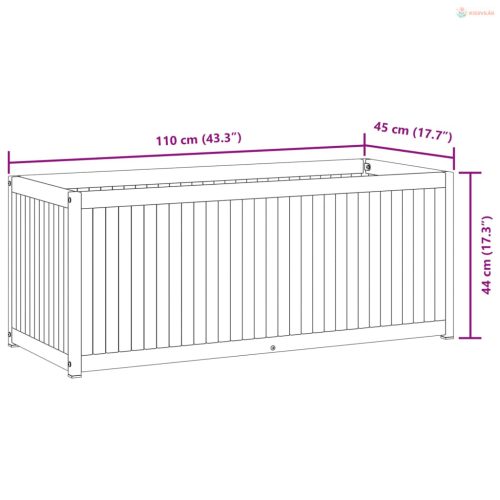 Tömör akácfa és acél kerti virágtartó 110 x 45 x 44 cm