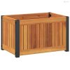 Tömör akácfa és acél kerti virágtartó 45 x 30 x 27,5 cm