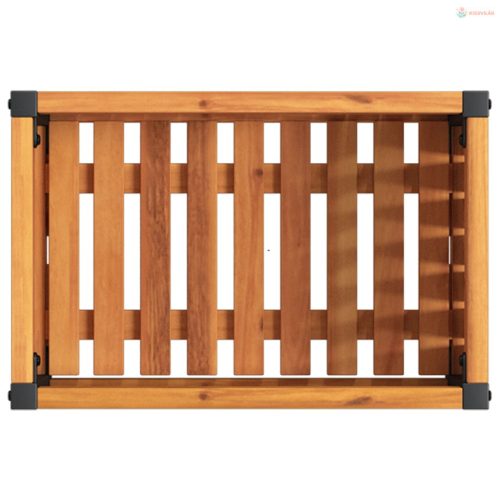 Tömör akácfa és acél kerti virágtartó 45 x 30 x 27,5 cm