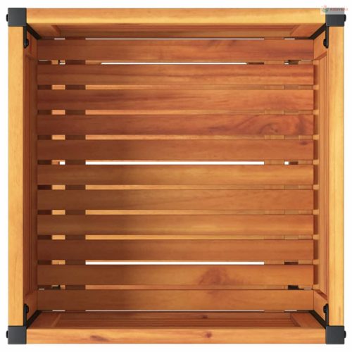 Tömör akácfa és acél kerti virágtartó polccal 45 x 45 x 80 cm