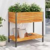 Tömör akácfa és acél kerti virágtartó polccal 80 x 45 x 80 cm