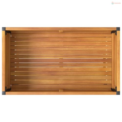 Tömör akácfa és acél kerti virágtartó polccal 80 x 45 x 80 cm